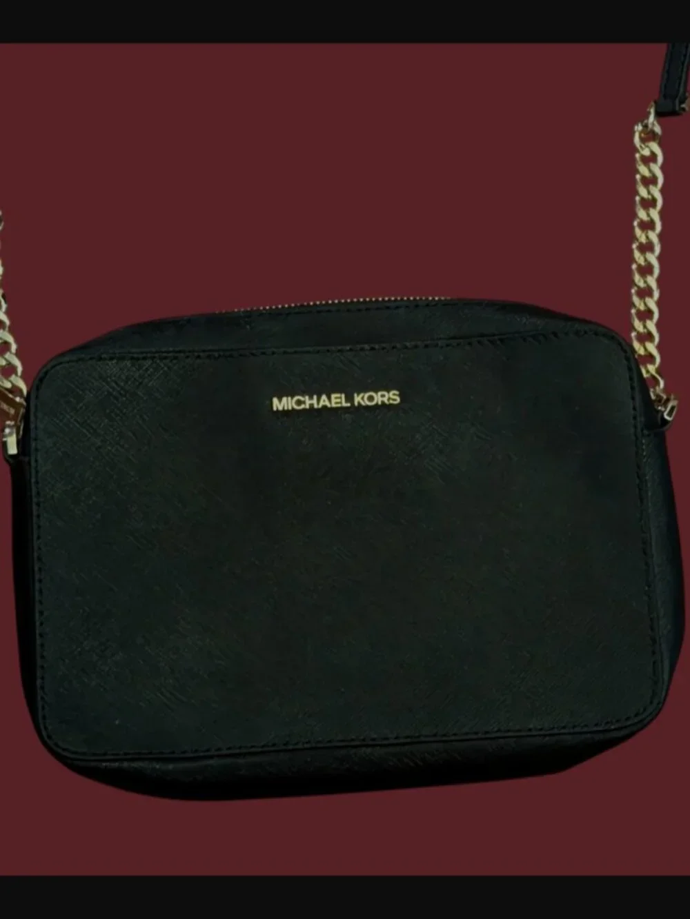 Michael Kors Black Jet Set Saffiano Leather Crossbody Purse Size 9
